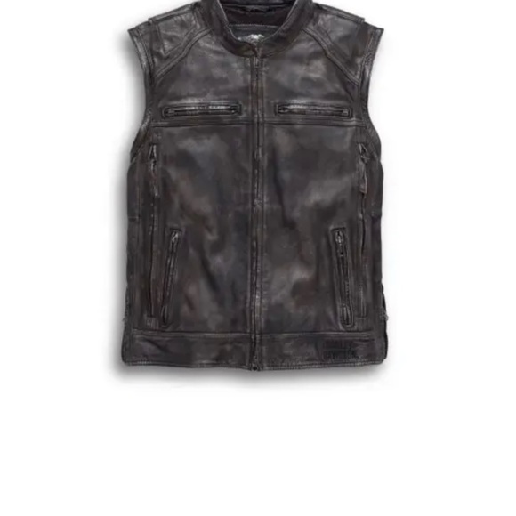 Harley Davidson Men Dauntless Convertible 2 in 1 Genuine Cow Leather Jacket - Picture 3 of 4